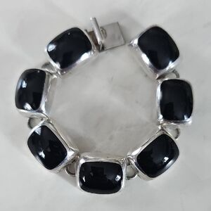 Mexican Sterling and Onyx Bracelet